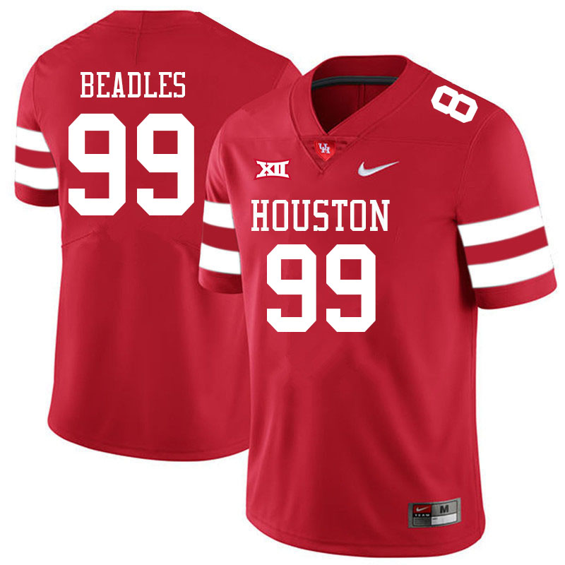 Men #99 Justin Beadles Houston Cougars College Big 12 Conference Football Jerseys Sale-Red